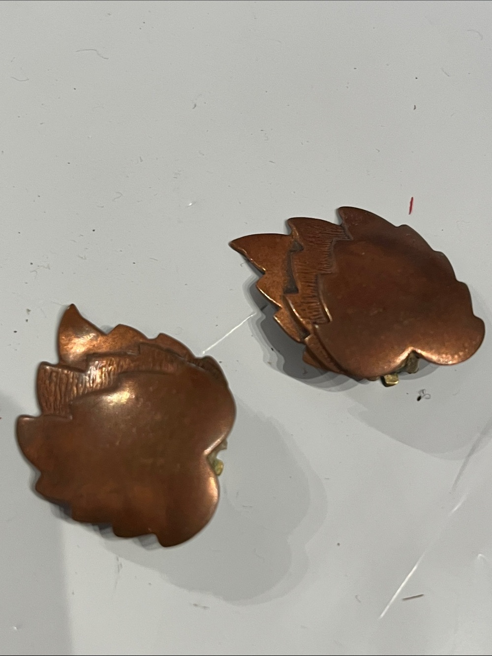 VINTAGE COPPER CLIP LEAF EARRINGS , circa 70s